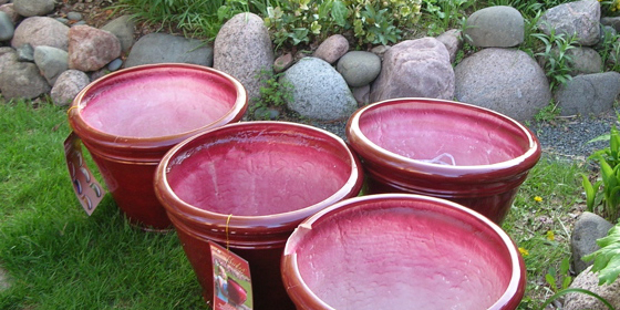 large oxblood fiberglast planters